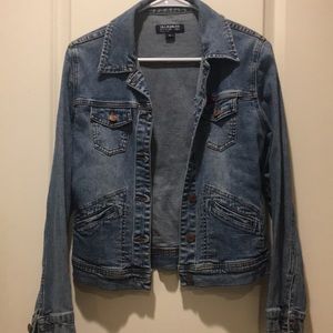 TBJ Co kid Vintage stonewash distress Jean denim jacket stretchy pockets size 95